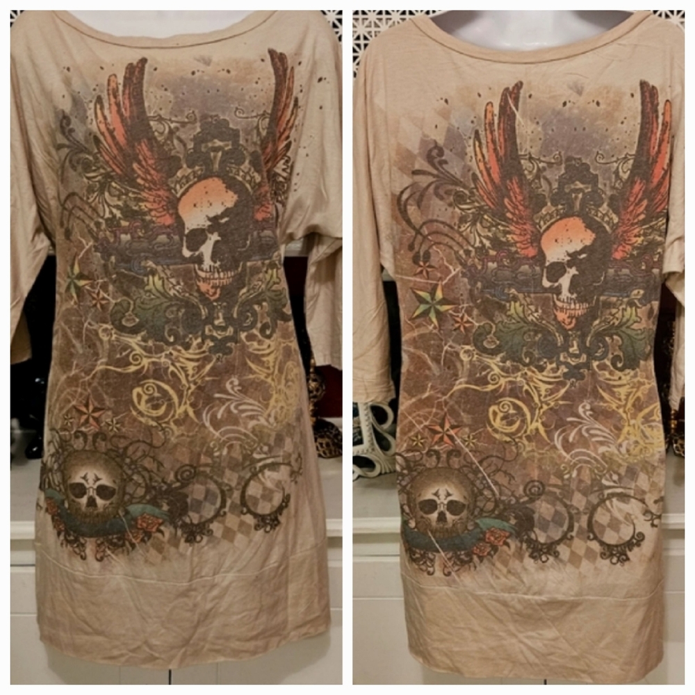 Y2K Skull Graphic Shirt Dress